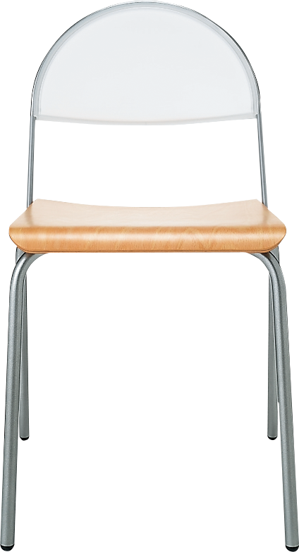 Steel frame chair with wooden seat