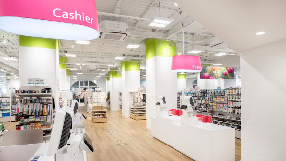 レジサインおよび柱面グラフィック